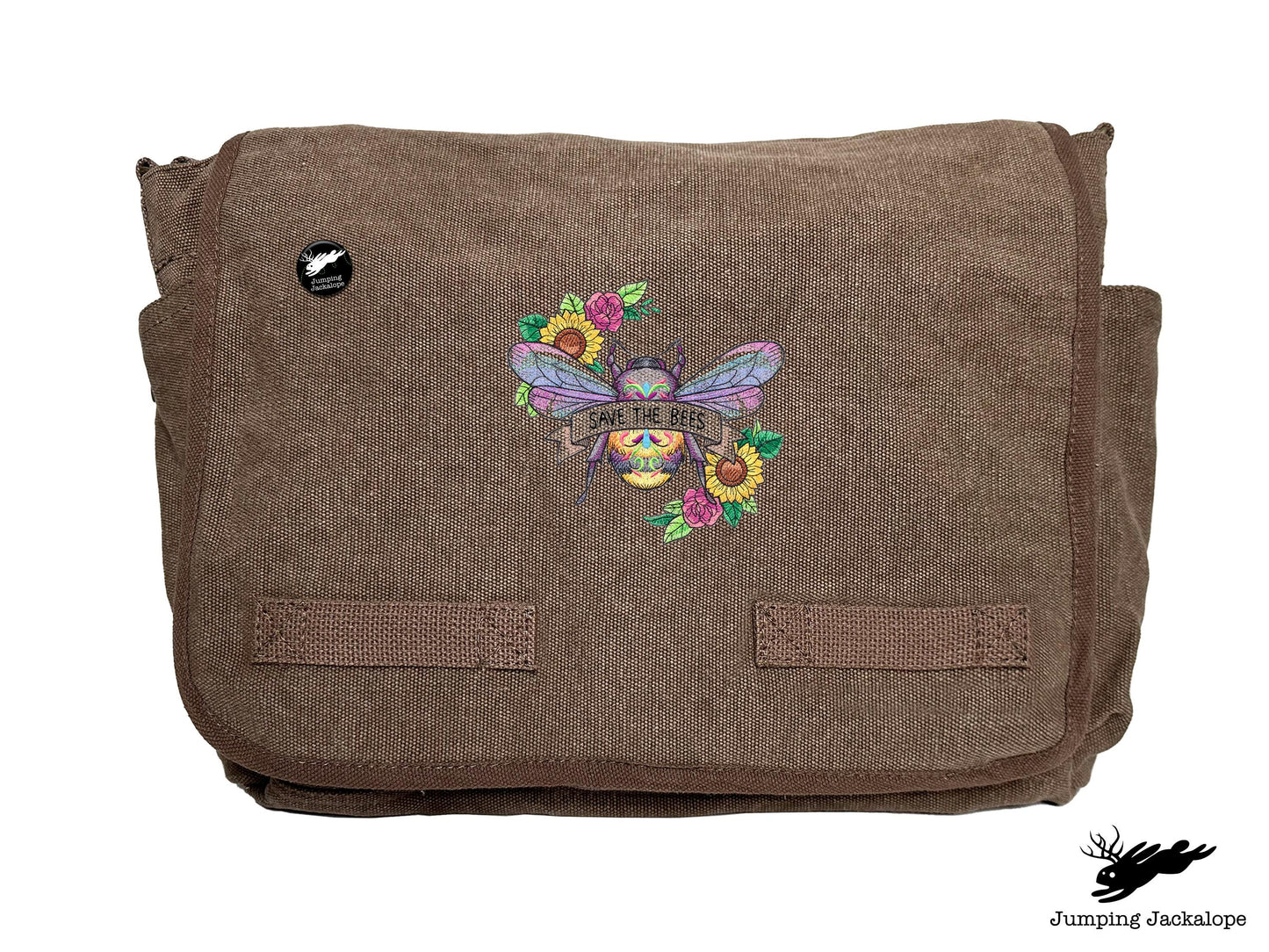 Save the Bees Embroidered Messenger Bag