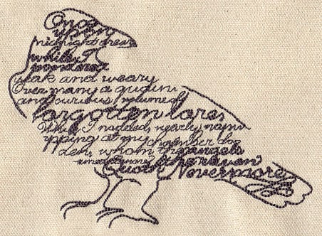 Wordy Bird Edgar Allan Poe The Raven Embroidered Canvas Messenger Bag