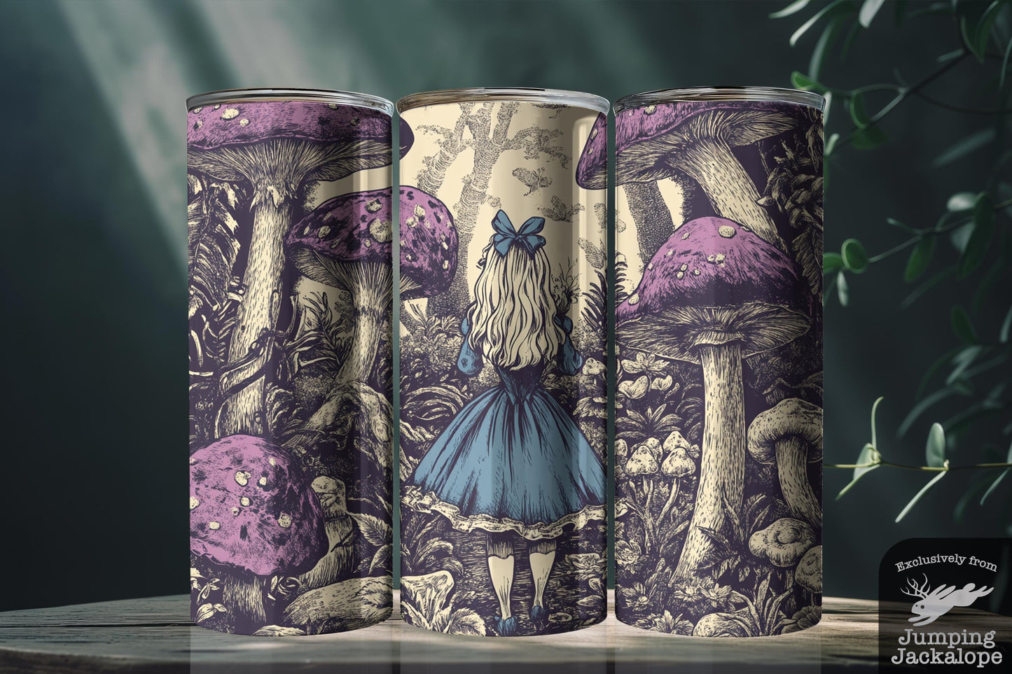 Creepy Wonderland Mushrooms Tumbler – 20oz Gothic Alice Cup | Vintage Sublimated Fantasy | Personalized Gothic Gift