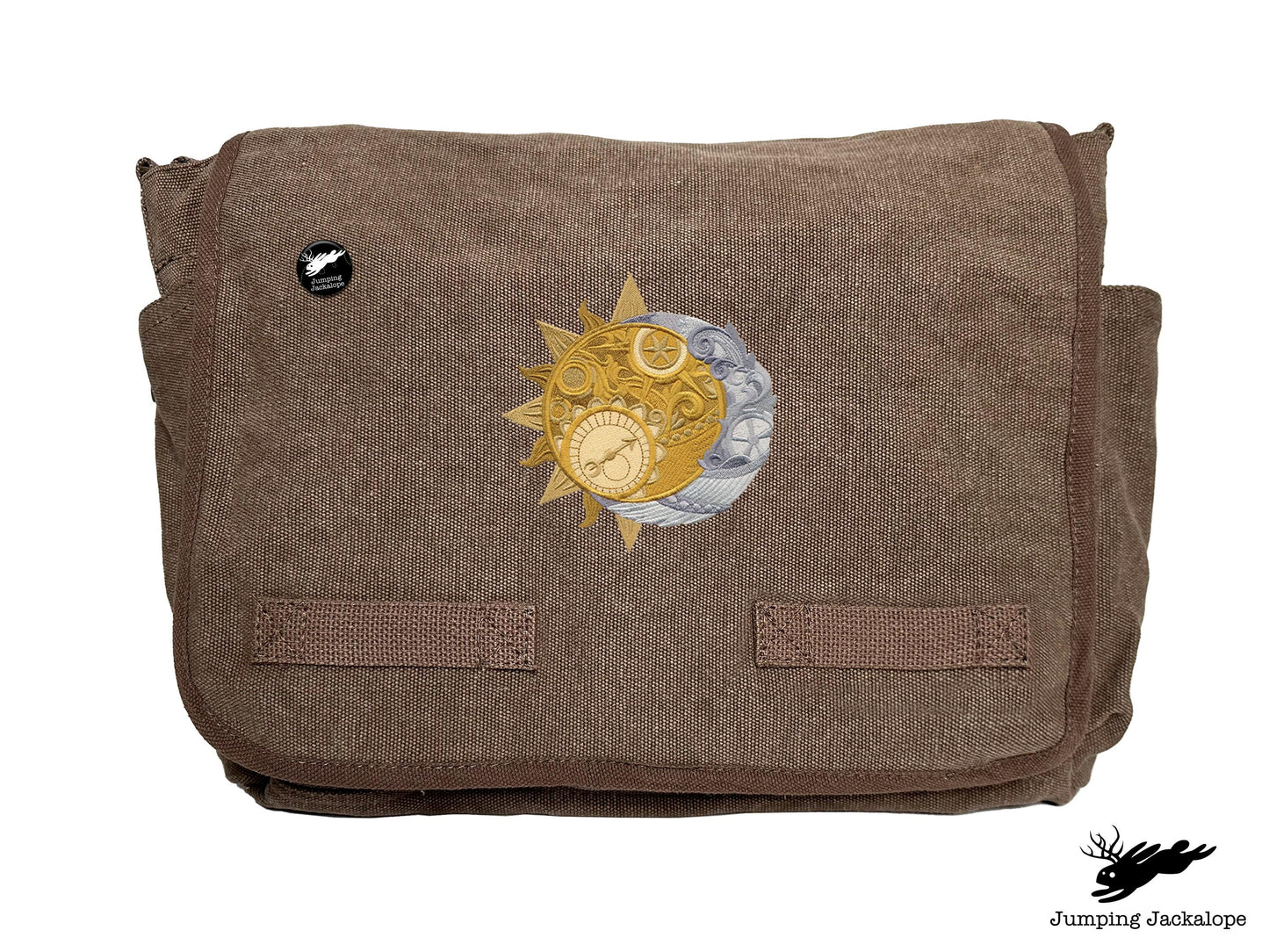 Clockwork Heavens Design Embroidered Classic Canvas Messenger Bag