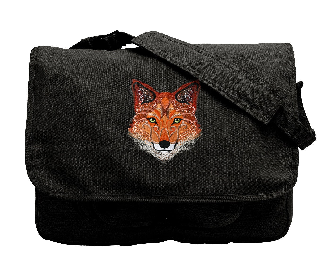 Autumn Baroque Fox Embroidered Canvas Messenger Bag