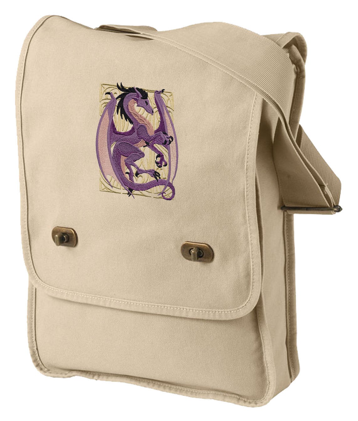 Dragon Nouveau Embroidered Canvas Field Bag