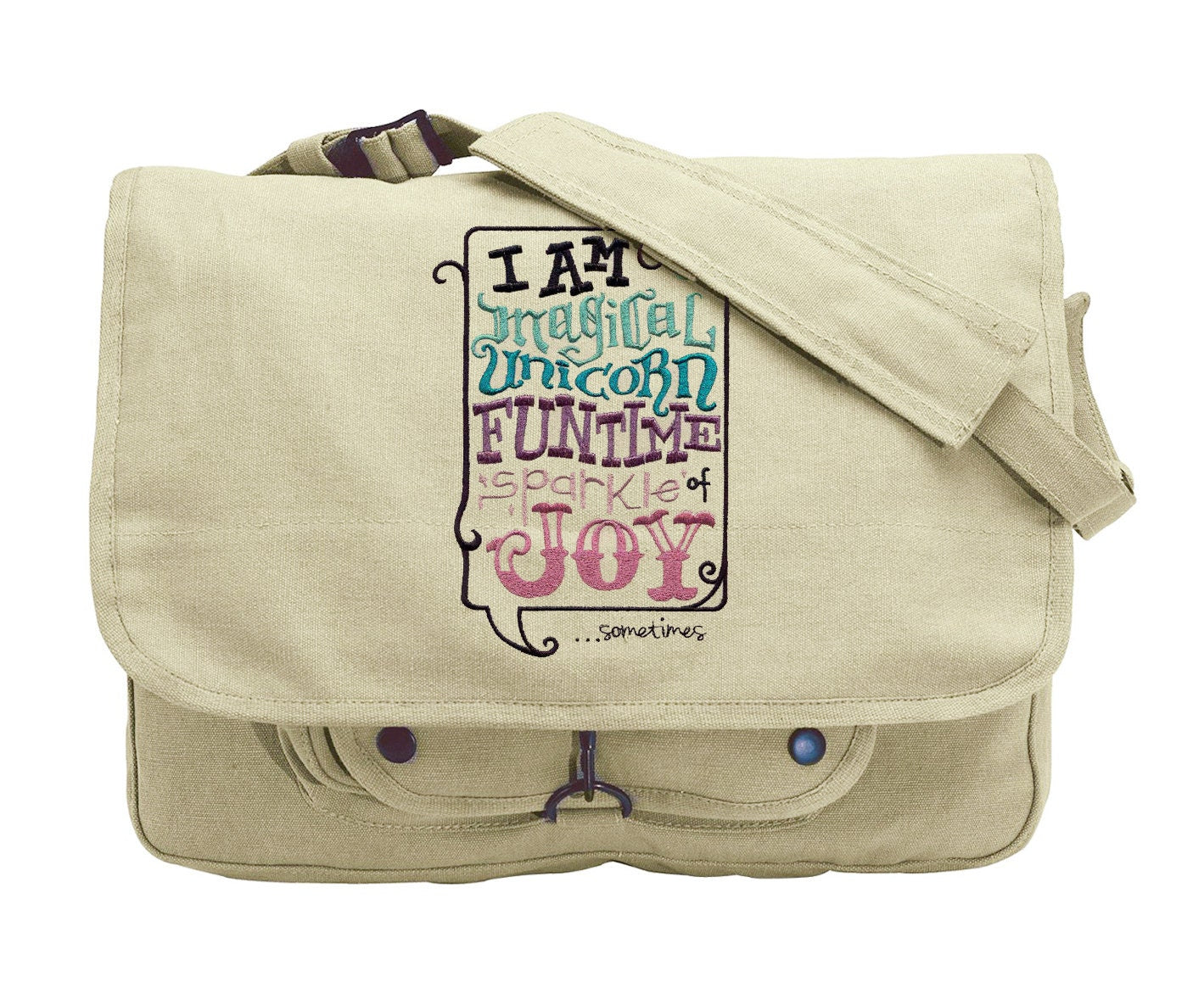 Sparkle of Joy Embroidered Canvas Messenger Bag