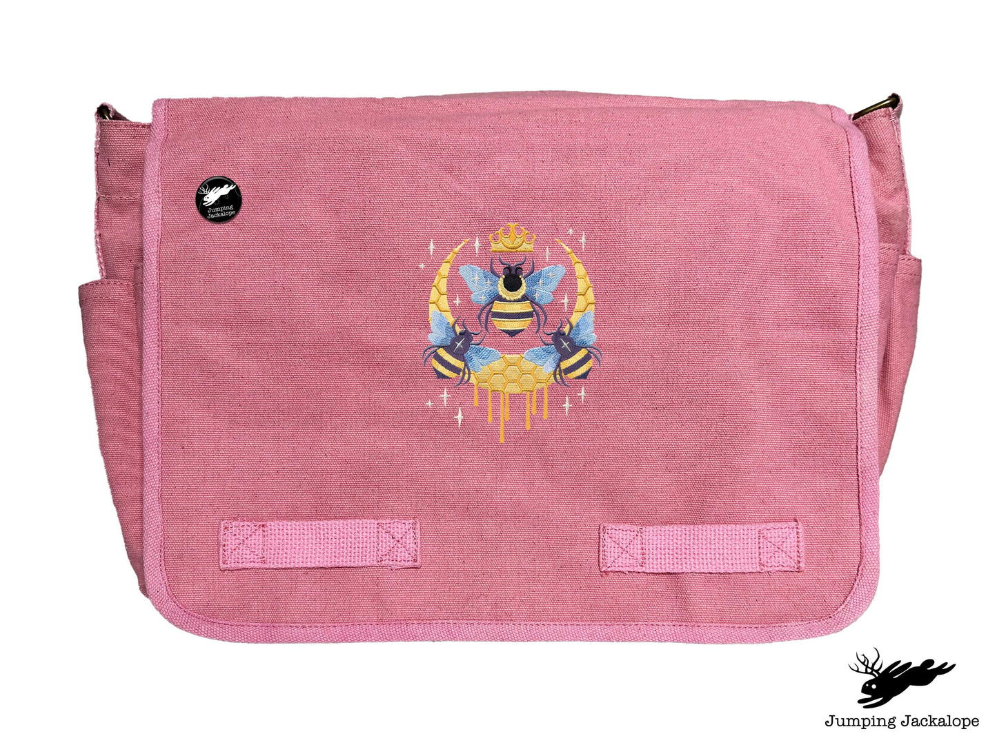 Queen Beehive Embroidered Messenger Bag