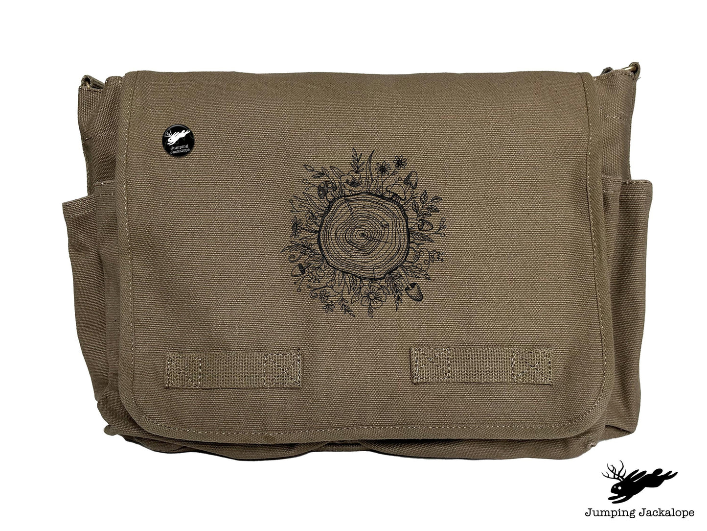 Botanical Tree Rings Design Embroidered Classic Canvas Messenger Bag