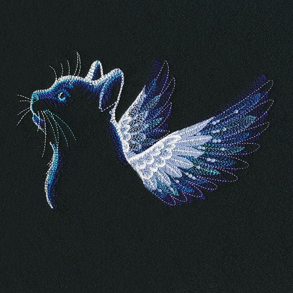 I'll Remember Mew Angelic Cat Embroidered Canvas Messenger Bag, Cat Bag, Memorial Cat Bag