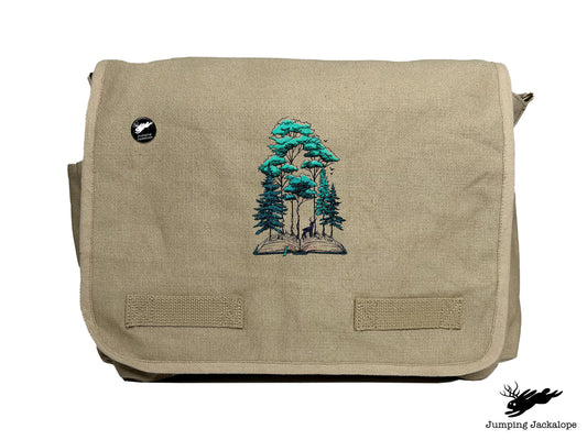 Woodland Storytime Book Embroidered Classic Canvas Messenger Bag