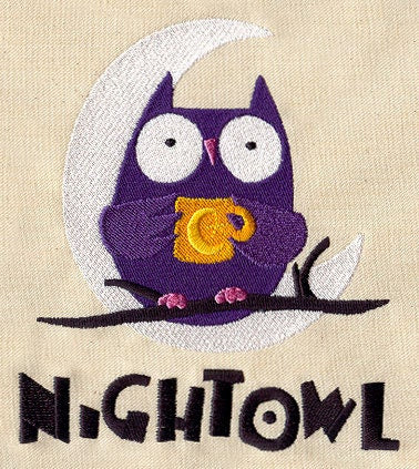 Caffeinated Owl Embroidered Canvas Messenger Bag