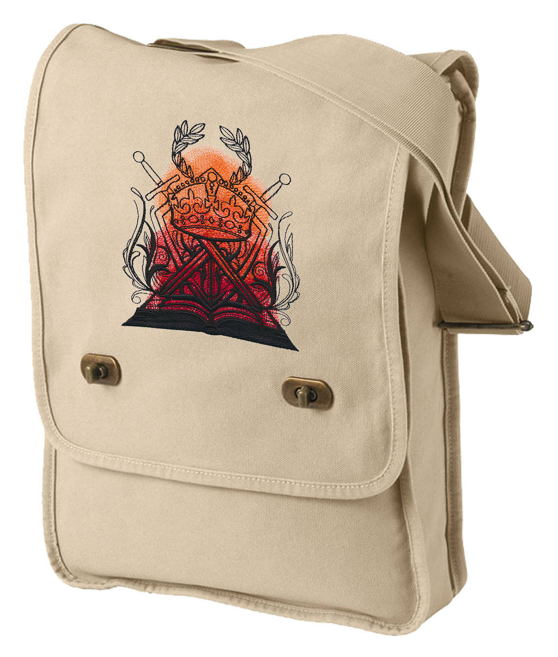 Literary History - Fantasy Embroidered Canvas Field Bag