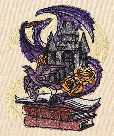 Dragon Bag, Book Bag, Fantasy Field Bag, Tomes of Imagination Embroidered Canvas Field Bag