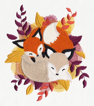 Cuddle Foxes Embroidered Canvas Field Bag
