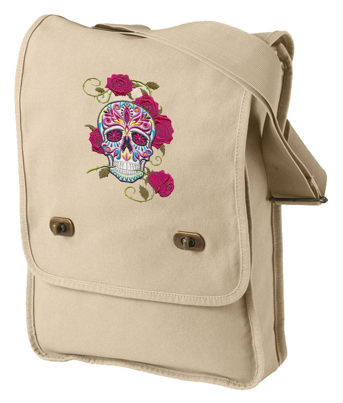 Dia de los Muertos Embroidered Canvas Field Bag