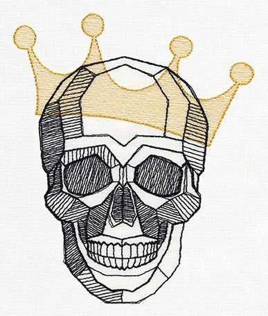 Crowned Skull Embroidered Canvas Field bag