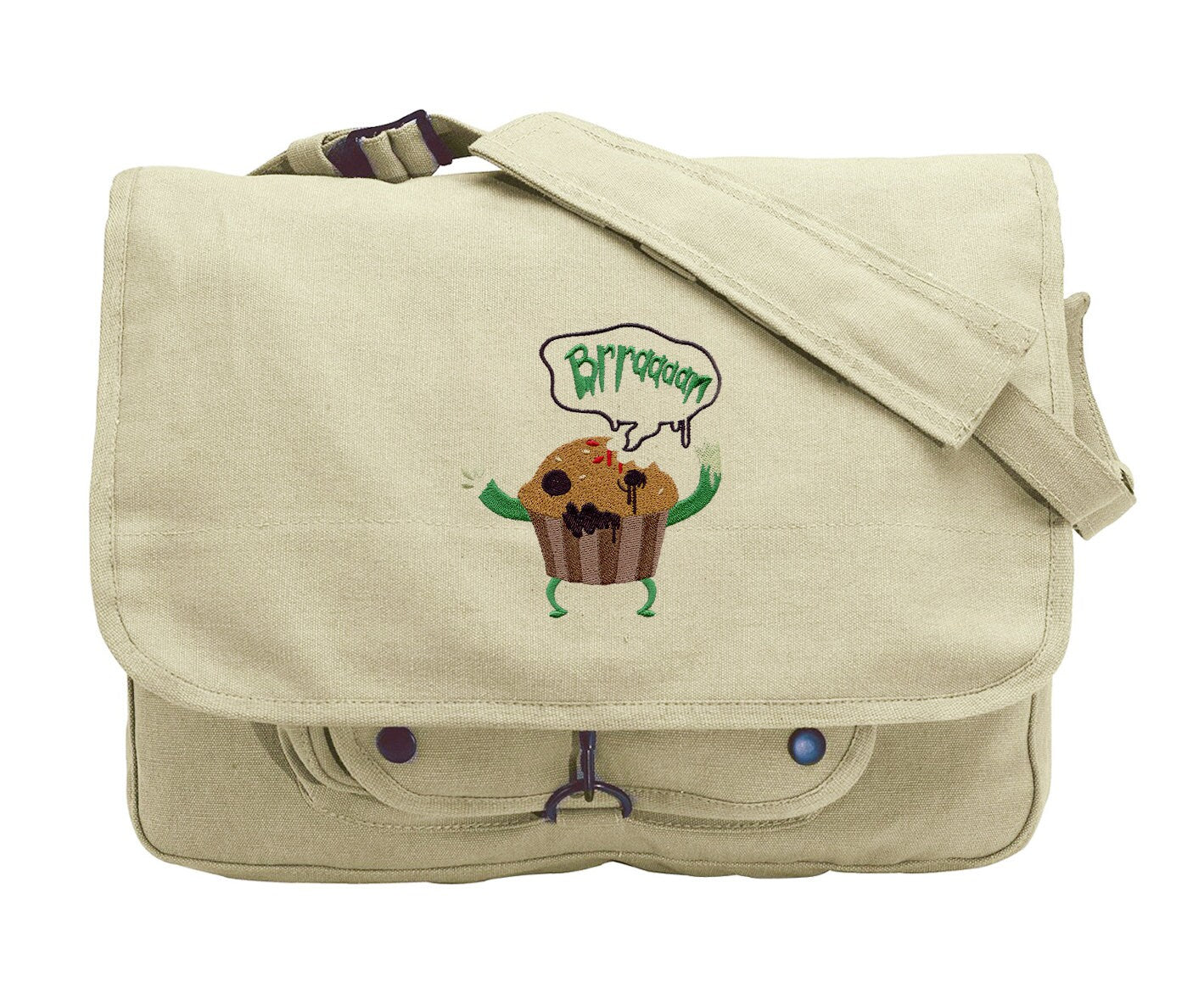Zombie Muffin Embroidered Canvas Messenger Bag