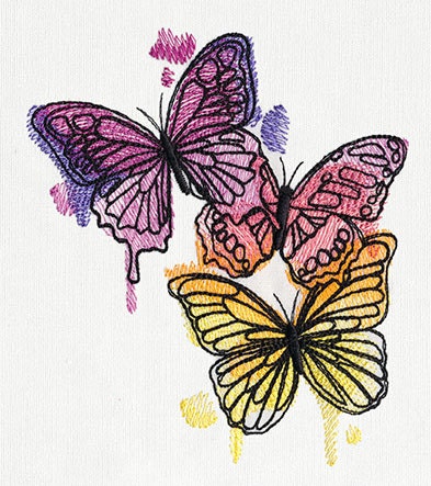 Painted Butterfly Embroidered Canvas Field Bag