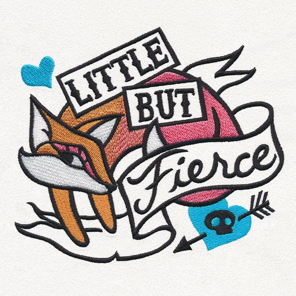 Femme Fatale - Little but Fierce, Fox Embroidered Canvas Tech, Tablet, iPad, Kindle, Fire, Camera Bag