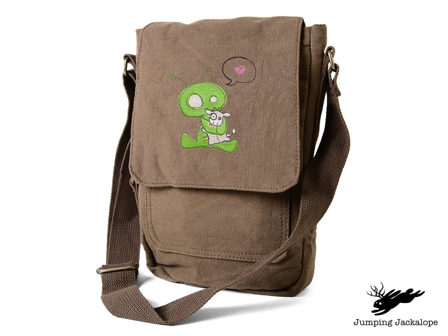 Abducted Alien Embroidered Canvas Tech, Tablet, iPad, Kindle, Fire, Camera Bag