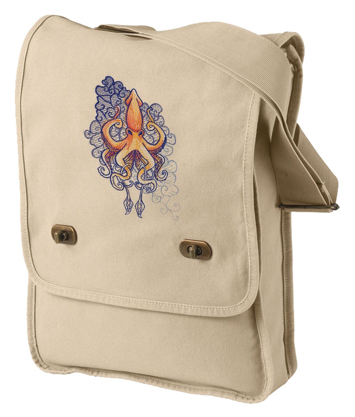 Urban Squid Tattoo Canvas Embroidered Field Bag