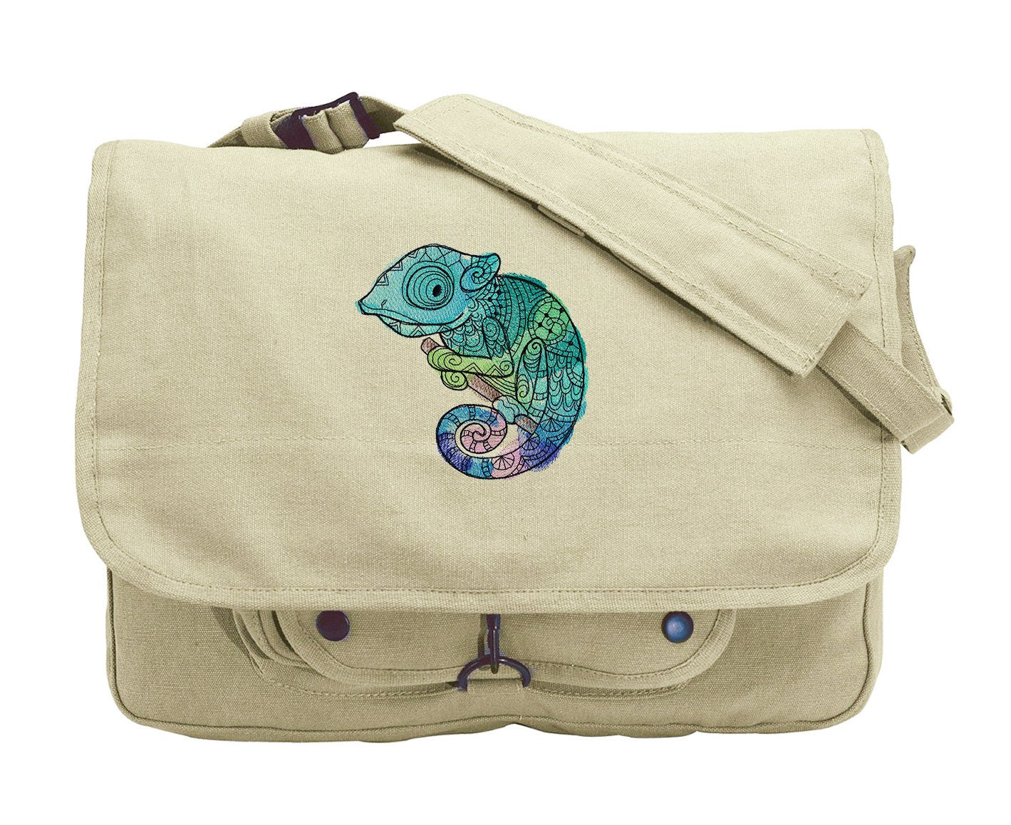 Karma Chameleon Embroidered Canvas Messenger Bag