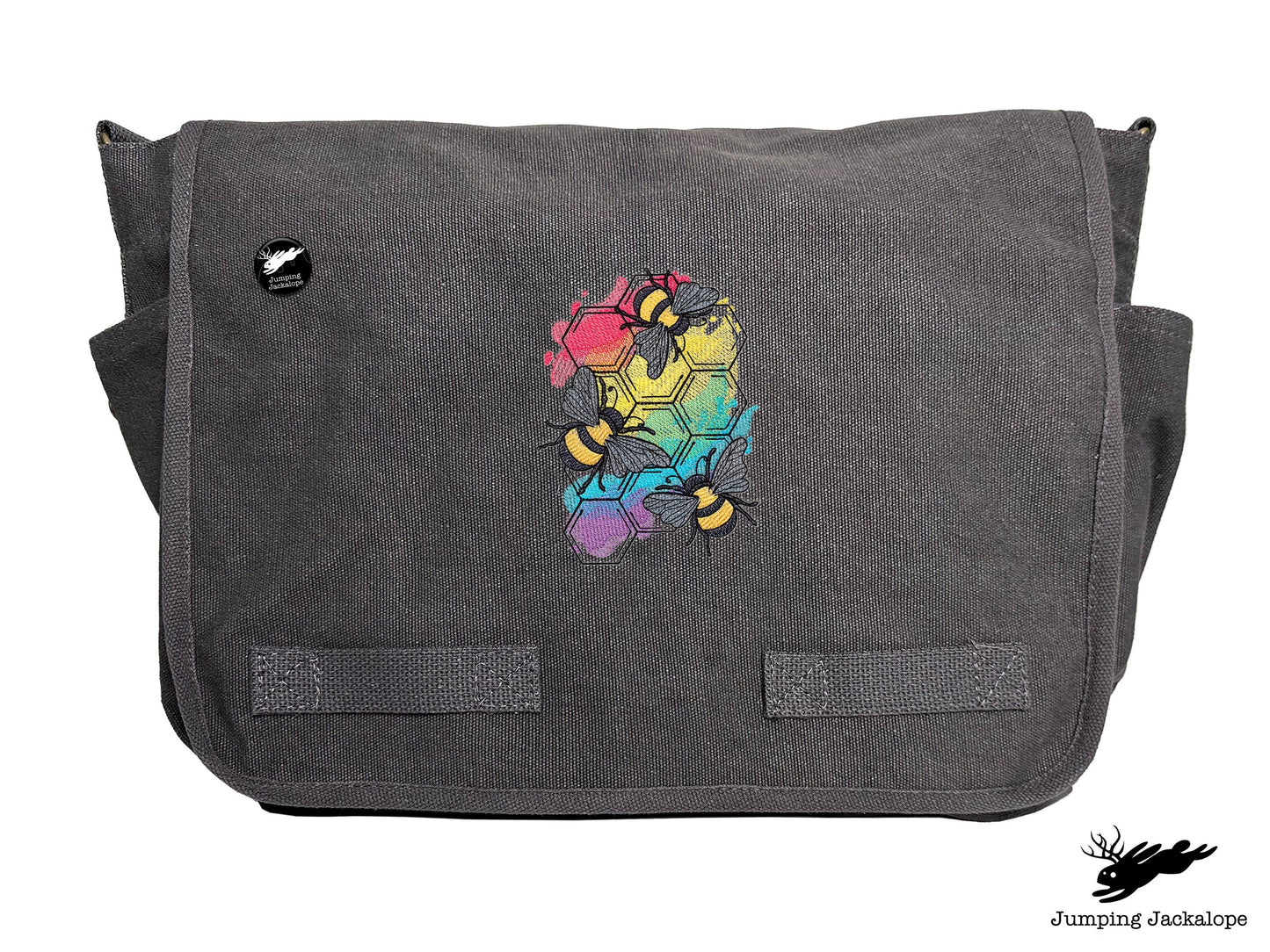 Rainbows & Bees Embroidered Messenger Bag