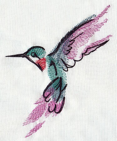 Painted Hummingbird Embroidered Canvas Field Bag