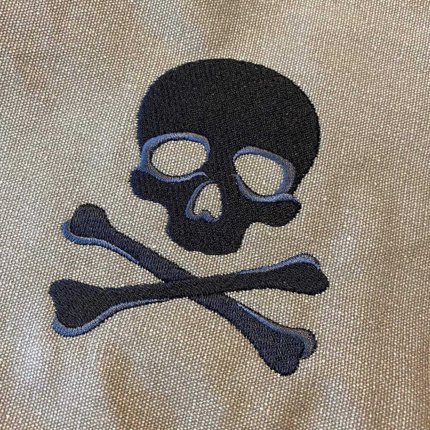 Skull and Crossbones Embroidered Canvas Messenger Bag