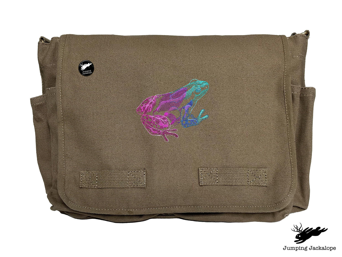 Tropical Dart Frog Embroidered Classic Canvas Messenger Bag