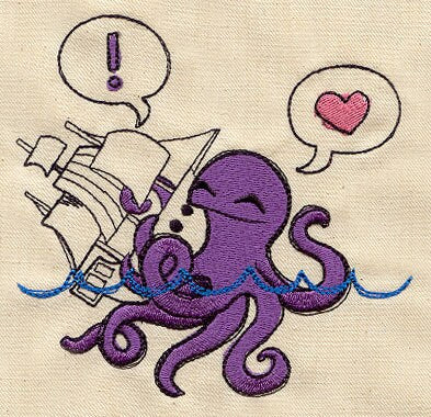 Octopus Hugs Embroidered Canvas Field Bag