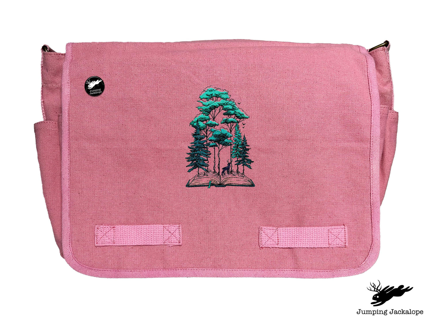 Woodland Storytime Book Embroidered Classic Canvas Messenger Bag