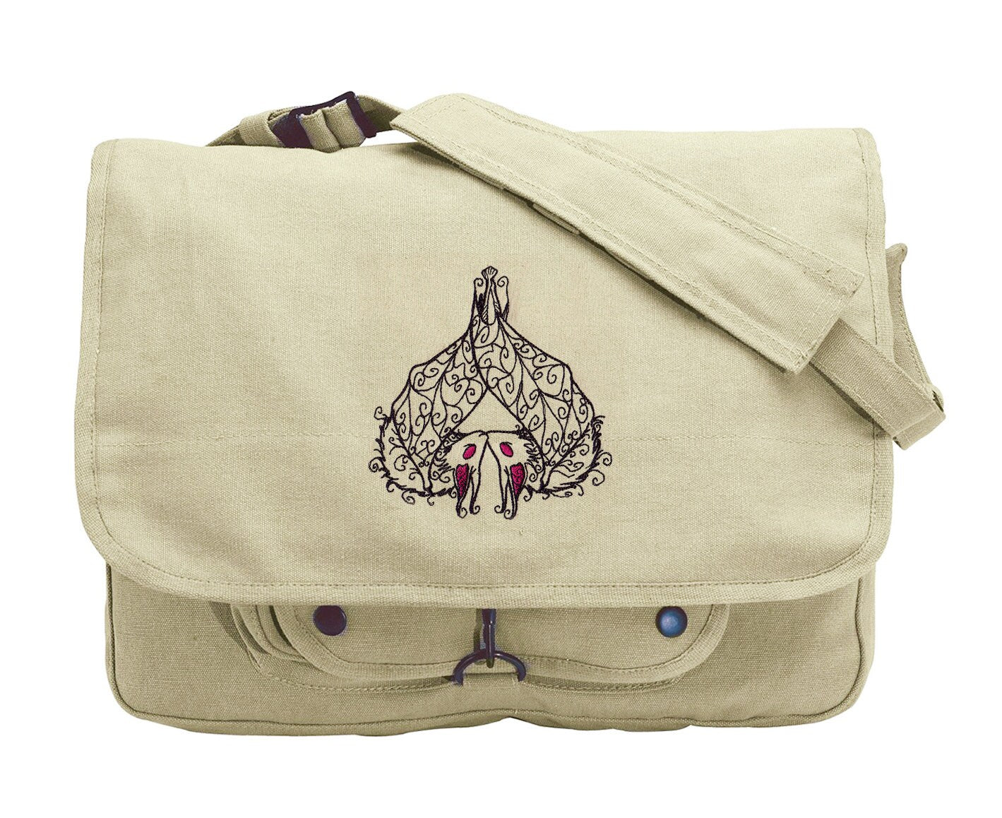 Batty Sweethearts Embroidered Canvas Messenger Bag