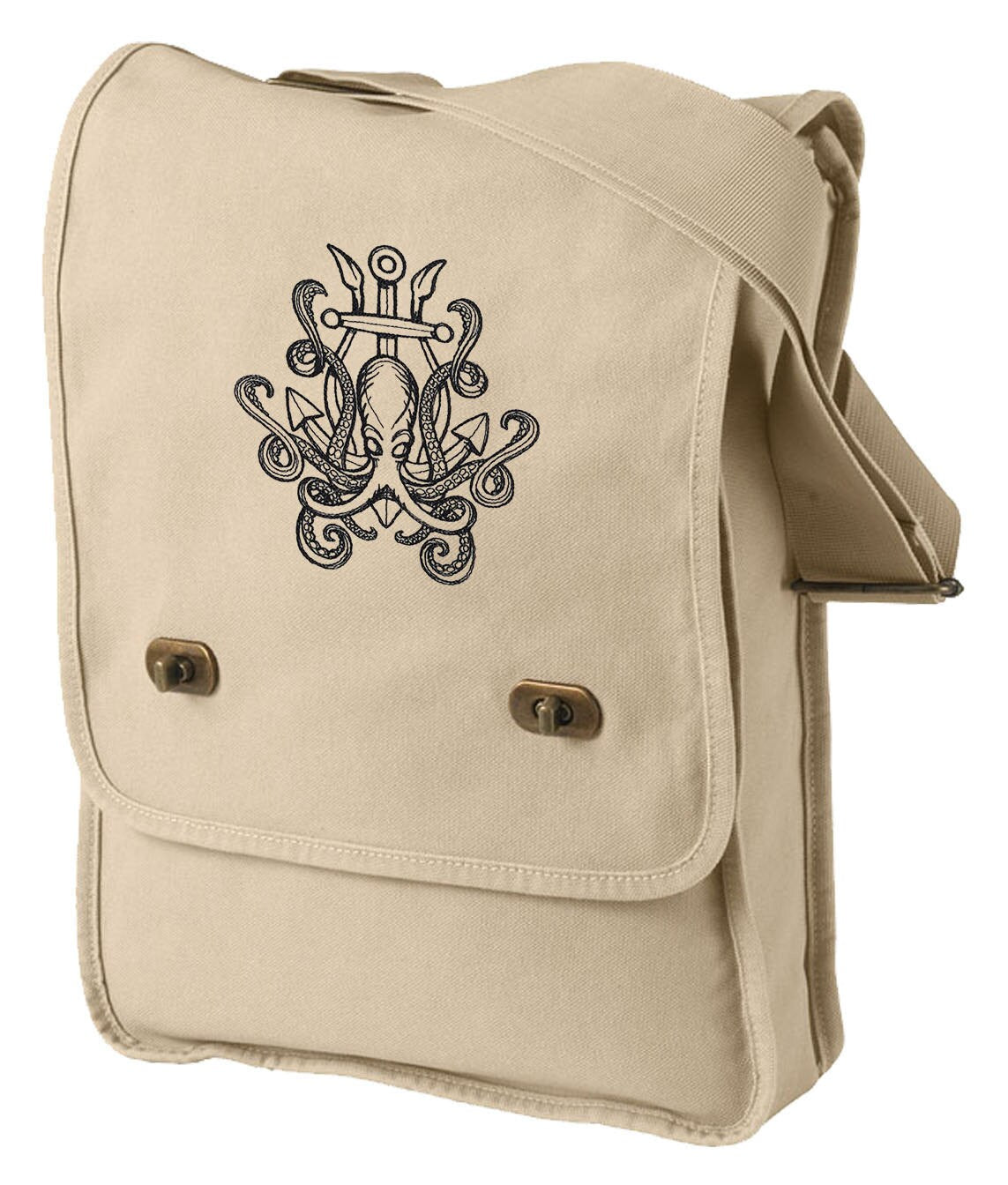 Release the Kraken Embroidered Canvas Field Bag