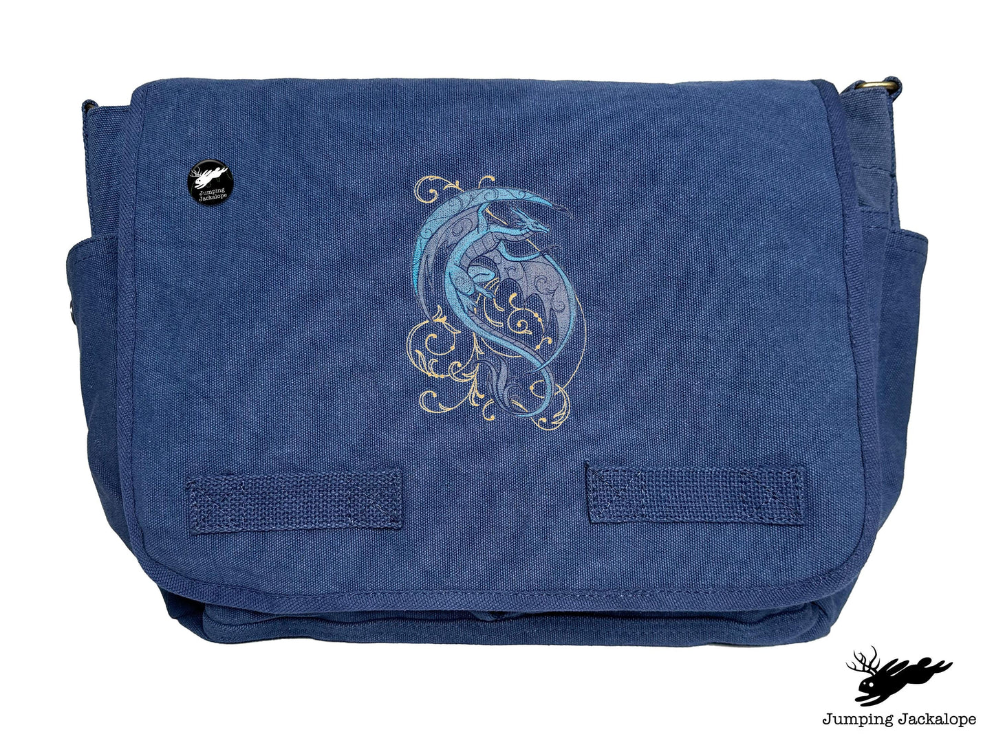 Dragon Spirals Embroidered Classic Canvas Messenger Bag