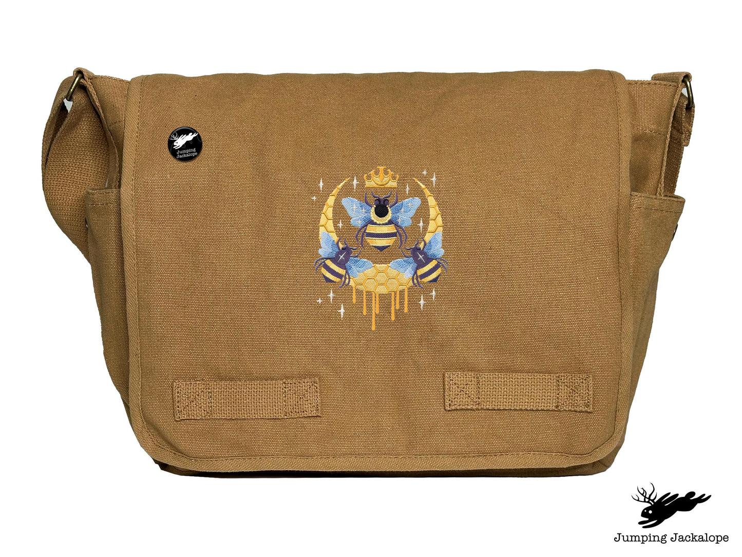 Queen Beehive Embroidered Messenger Bag