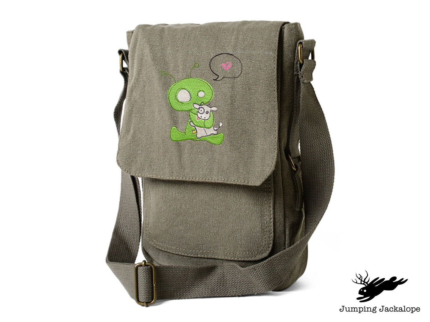 Abducted Alien Embroidered Canvas Tech, Tablet, iPad, Kindle, Fire, Camera Bag