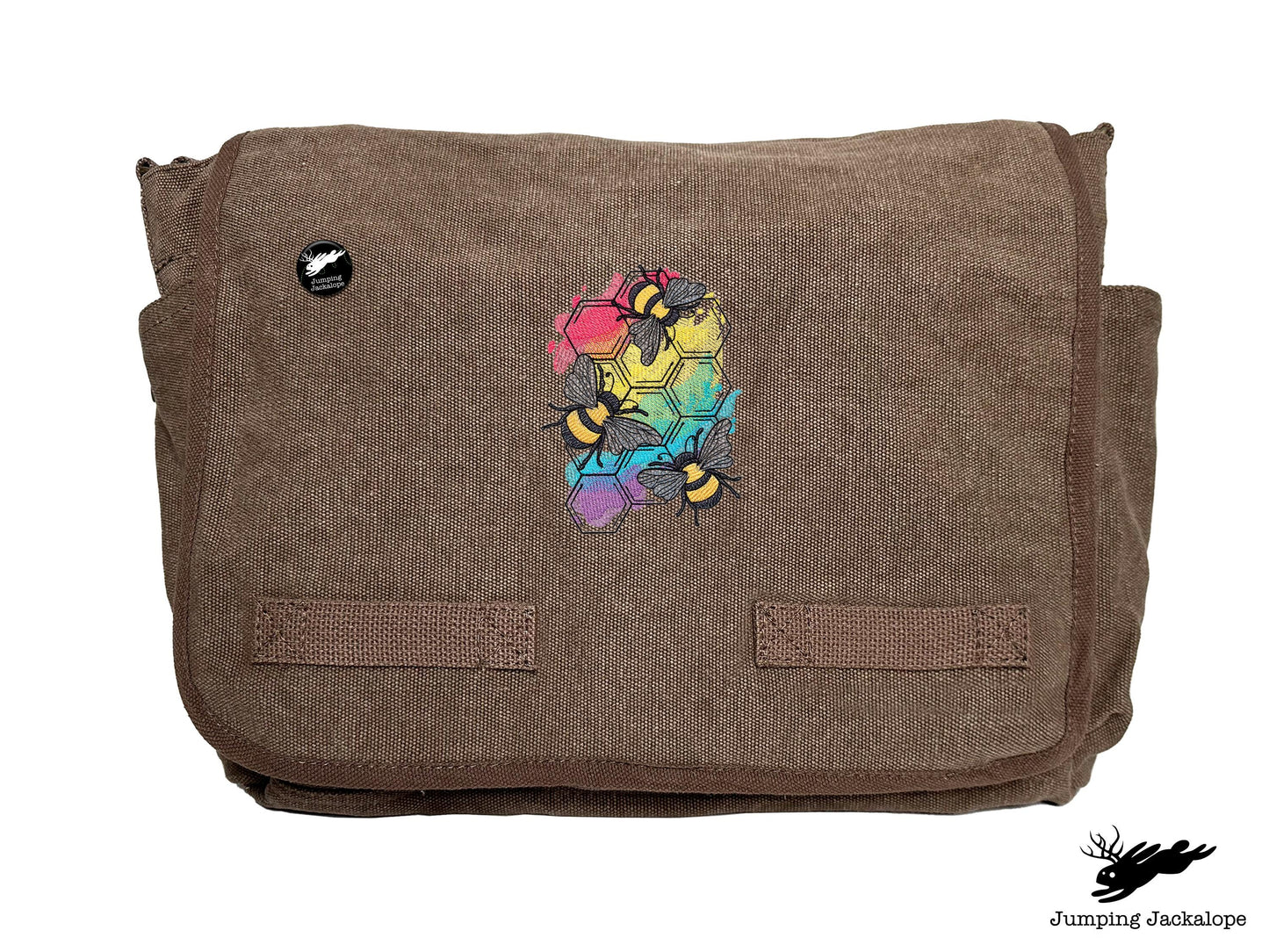 Rainbows & Bees Embroidered Messenger Bag