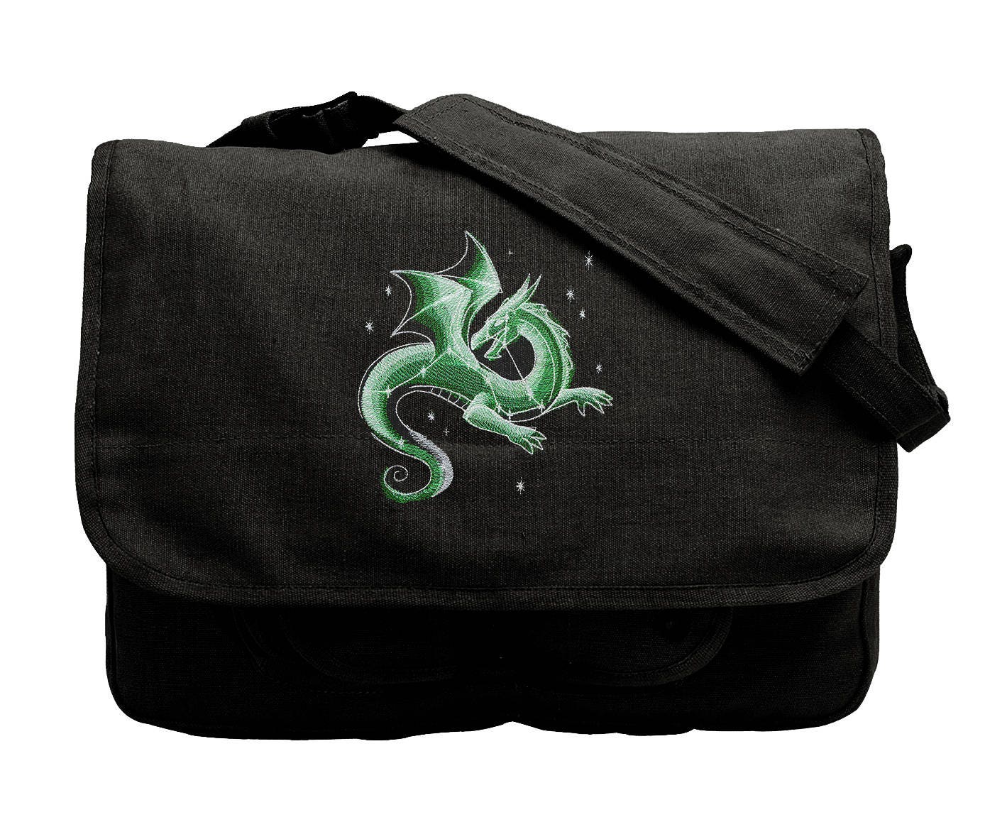 Dreamscape Glow - Celestial Dragon Embroidered Canvas Messenger Bag