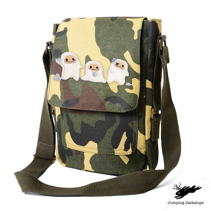 Abominable Snowball Fight, Abominable Snowman, Yeti Embroidered Canvas Tech, Tablet, iPad, Kindle, Fire, Camera Bag
