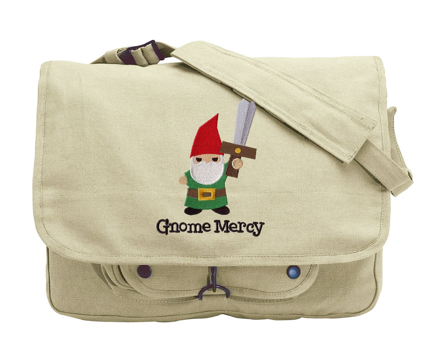 Gnome Mercy Embroidered Canvas Messenger Bag