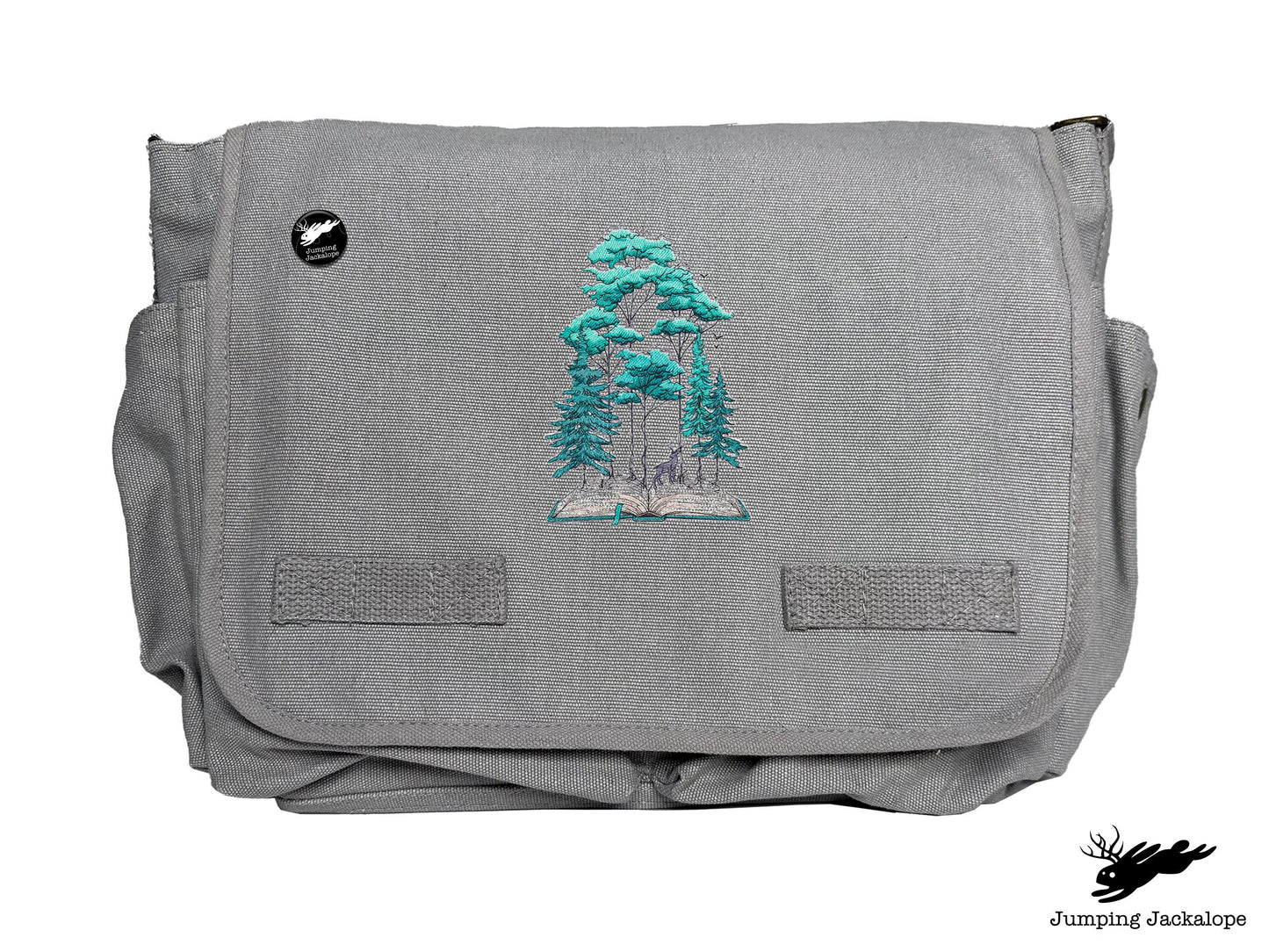 Woodland Storytime Book Embroidered Classic Canvas Messenger Bag