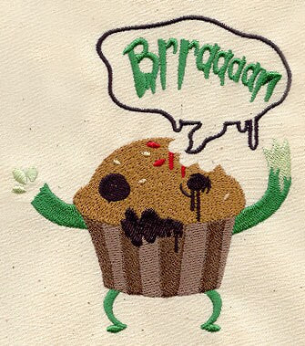 Zombie Muffin Embroidered Canvas Messenger Bag