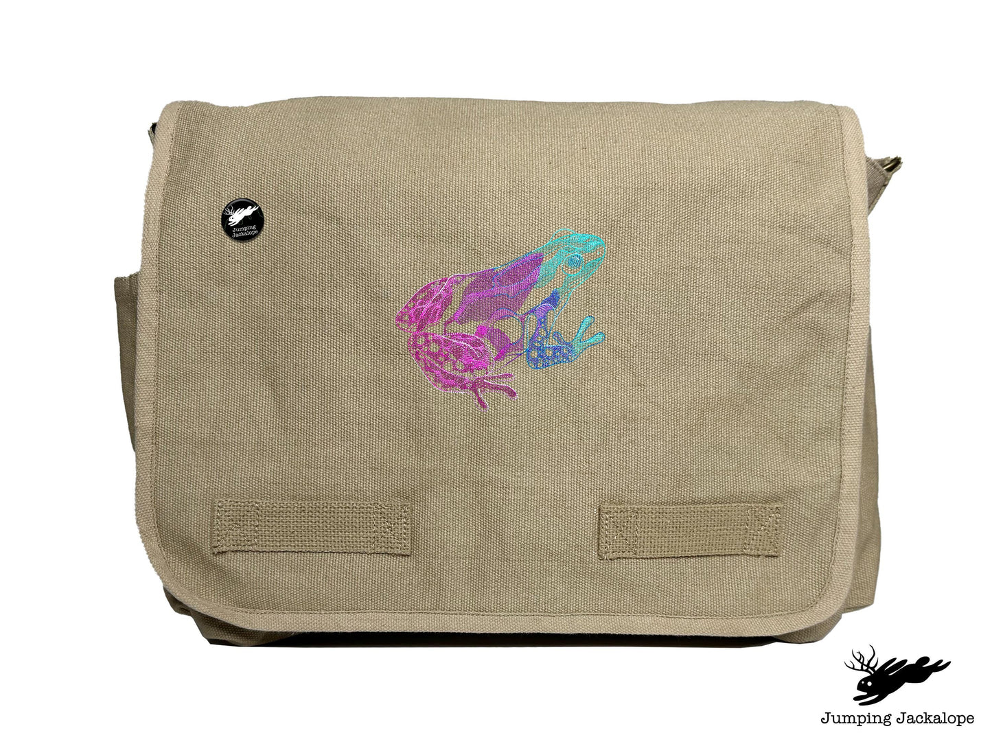 Tropical Dart Frog Embroidered Classic Canvas Messenger Bag
