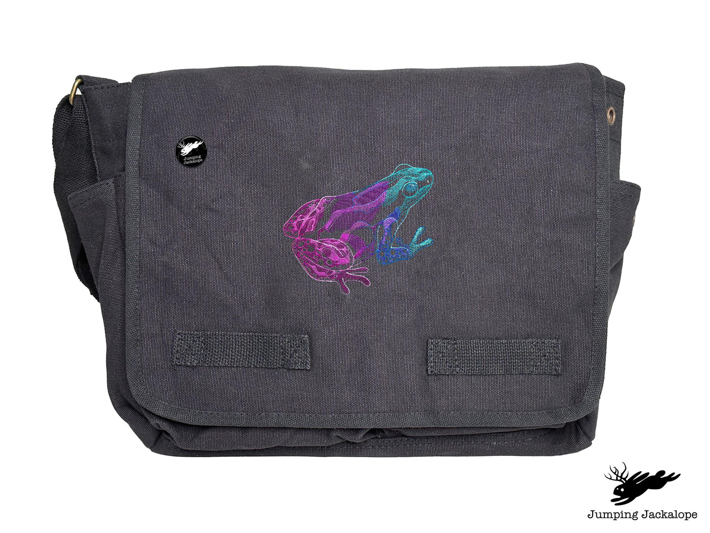 Tropical Dart Frog Embroidered Classic Canvas Messenger Bag