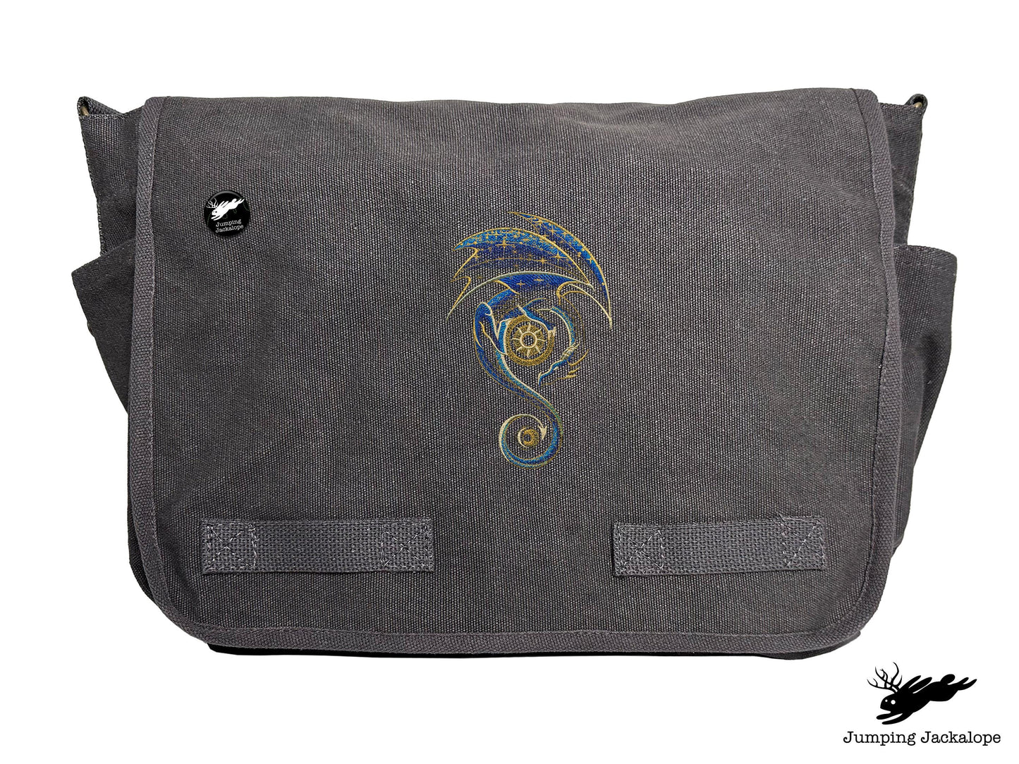 From the Sun to the Moon Celestial Dragon Embroidered Classic Canvas Messenger Bag