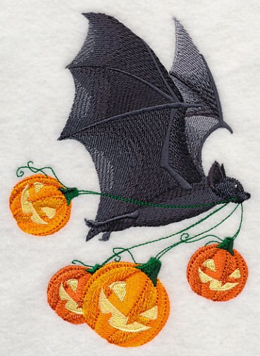 Flying Bat with Jack-o-Lanterns Embroidered Canvas Field Bag