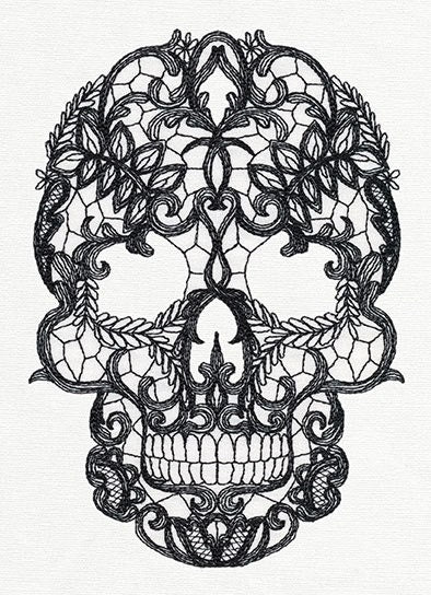Lacy Skull Embroidered Canvas Messenger Bag