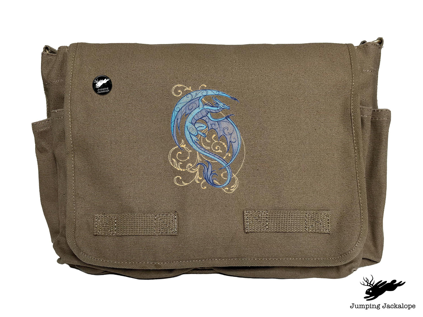 Dragon Spirals Embroidered Classic Canvas Messenger Bag