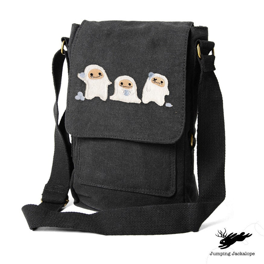 Abominable Snowball Fight, Abominable Snowman, Yeti Embroidered Canvas Tech, Tablet, iPad, Kindle, Fire, Camera Bag