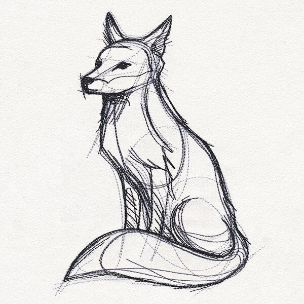 Sketchwork - Fox Embroidered Canvas Field Bag
