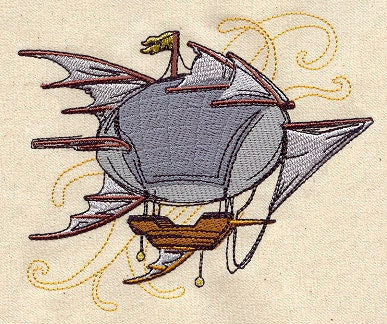 Steam Motifs - Airship Embroidered Canvas Messenger Bag