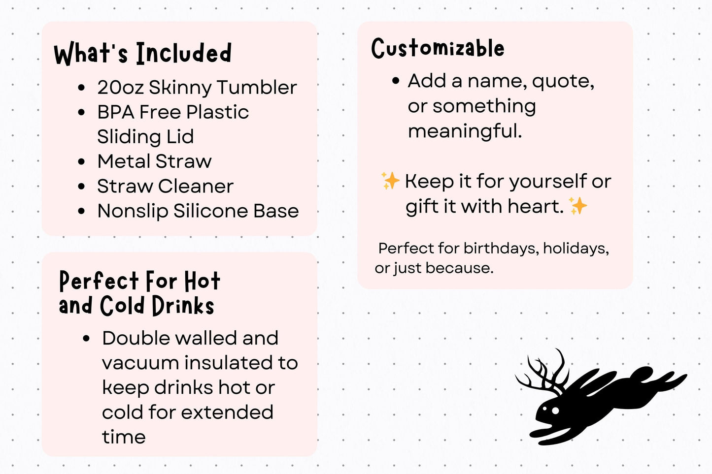 Bright Woodland Deer Tumbler – Storybook Forest Animals on White Background